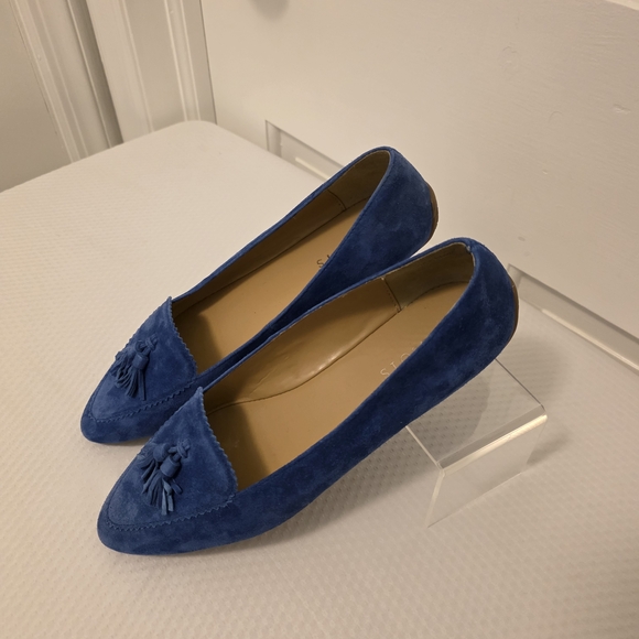NWOB Talbots Royal Blue Suede Tassel Francesca Loafers Size 8.5 Business Casual - Picture 2 of 16